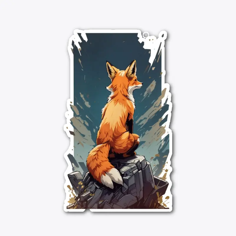 A fox sitting, back view design